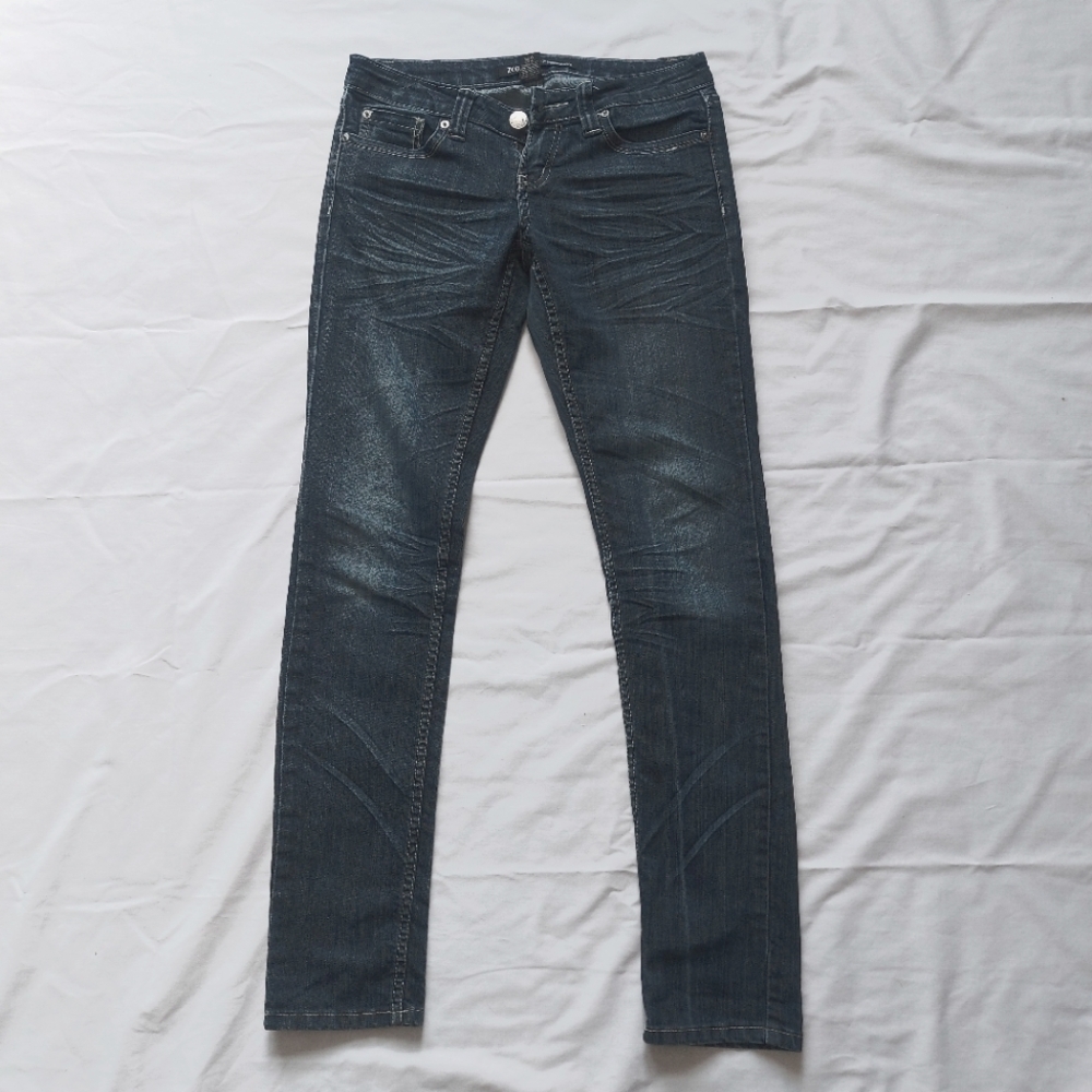 Zco Premium Jeans Womens Low Rise Skinny Blue Jeans, Size 7